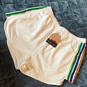 Main Strip White Shorts with Multicolor Stripes